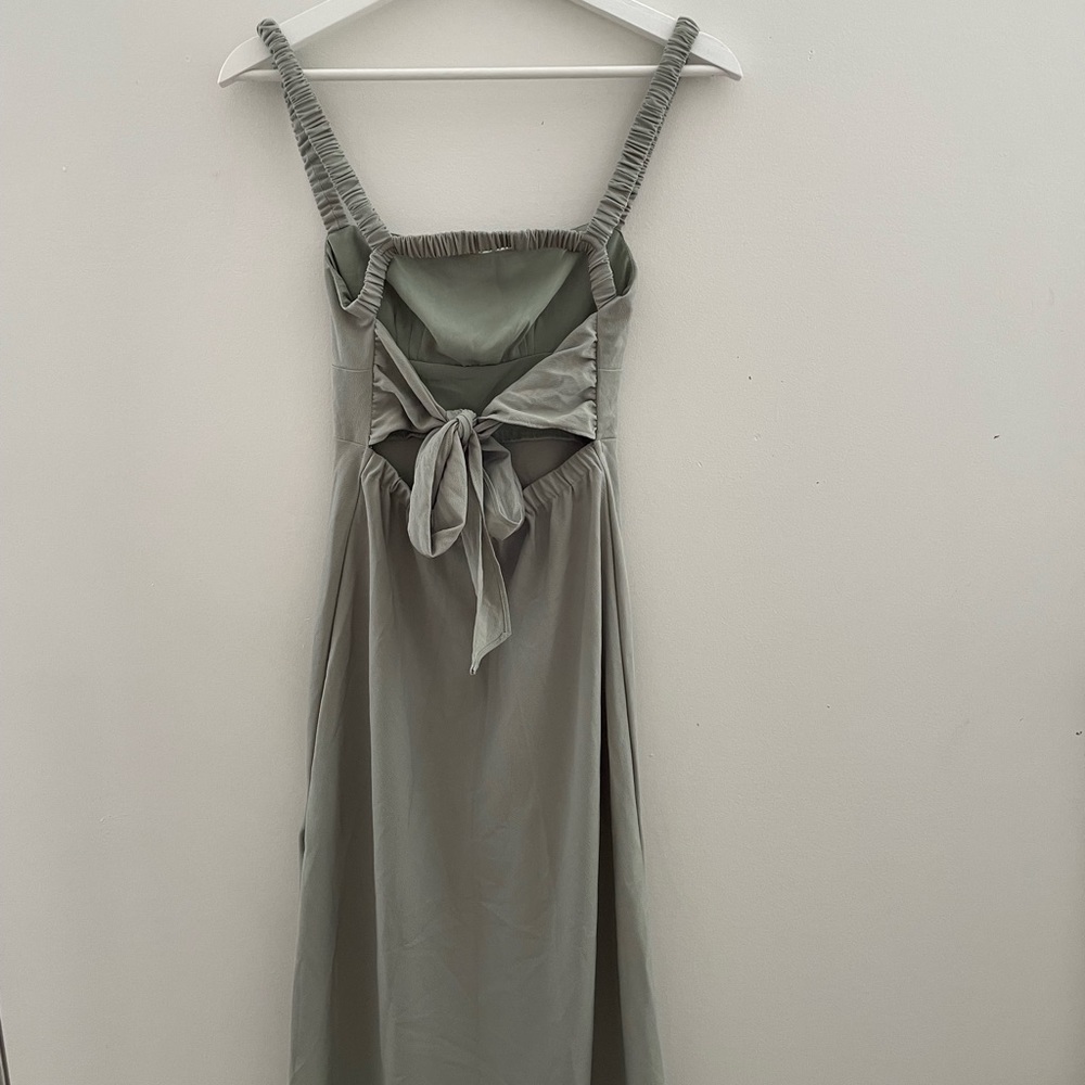 Open Tie-back Slip Midi Dress